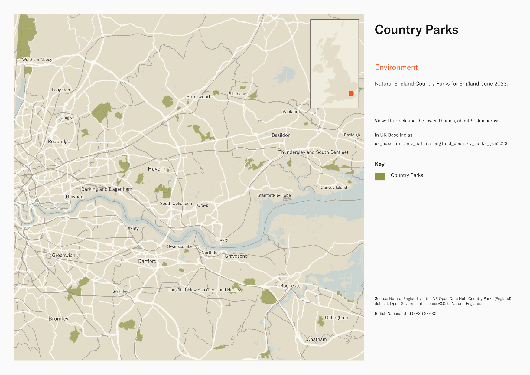 Natural England Magic Map Country Parks - uk_baseline data catalogue